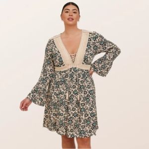 Torrid Mini Gauze Lace-Up Skater Dress Size 1X